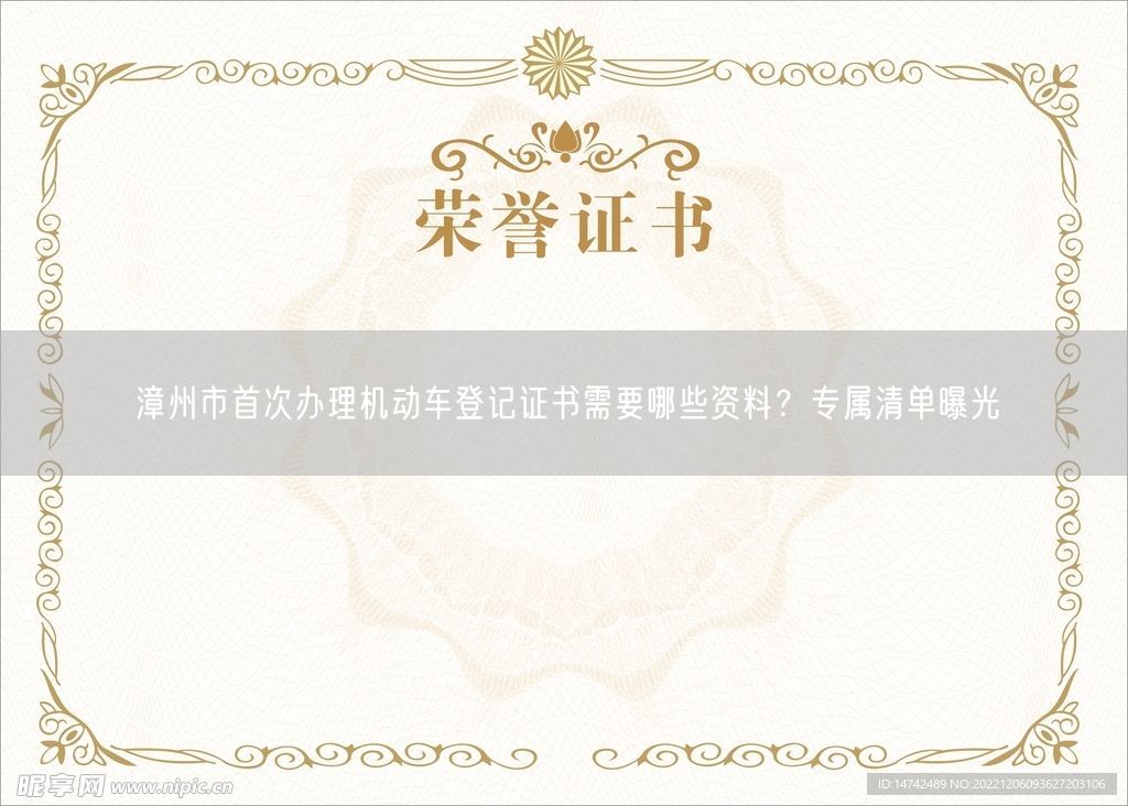 漳州市首次办理机动车登记证书需要哪些资料？专属清单曝光